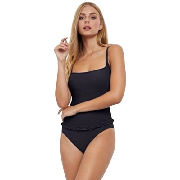 Profile by Gottex Cote D'Azur D Cup One Piece Swimsuit Ruffle Black - Picture 3 of 6